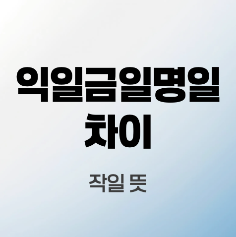익일-금일-명일-차이